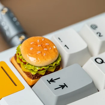 1бр Персонални играта-ключодържател карикатура Хамбургски Хот-дог хранене-ключодържател 3D-печат Индивидуален сладък подарък ръчна клавиатура клавиш ESC