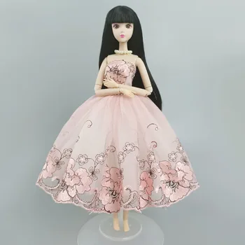 Балетное рокля на цветчета за танци кукли Барби, 3-слойная пола без ръкави, вечерна рокля с кристали, облекло за кукли 1/6, аксесоар за кукли