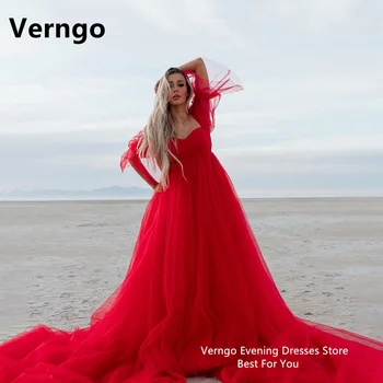 Секси червена сватбена рокля Verngo, обличам знаменитост с дълъг влак, рокли за специални случаи, плюс размера на вечерна рокля за бременни
