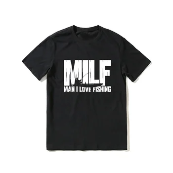 2023 Гореща Разпродажба на Лятото 100% Памук MILF Man I Love Fishing Черна Мъжка Тениска С Къс Ръкав Готина Тениска Хип-Хоп Градинска Тениска