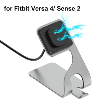 USB Зарядно Устройство за Fitbit Versa 4/ Sense/ Versa 3/Sense 2 USB Кабел за Док-станция за зареждане с Кабел 150 см за смарт часа Versa4 Сив
