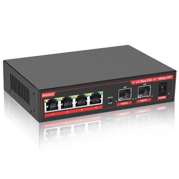 Switch POE 4 Порта 2.5 G Gigabit Switch + 2 Порта 10 gbps SFP Switch Ethernet Unmanaged мрежов Комутатор LAN Hub за Безжична Точка за Достъп VDI