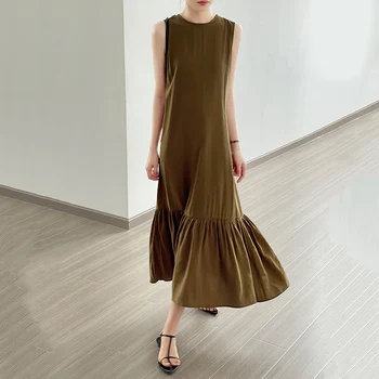 2023 Лятото Ново женствена рокля-русалка, риза без ръкави, Корейски дизайн, отзад е Куха, дълга Рибя опашка, без пряка тръба 80782