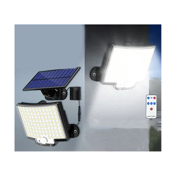 Външни слънчева светлина, 106 led прожектори с датчик за движение за слънчева батерия с дистанционно управление, Led слънчеви стенни лампи, 2 опаковки
