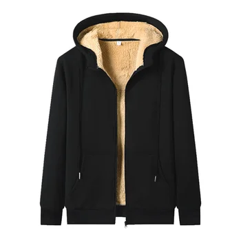 Зимна руното hoody с качулка с цип, hoody, мъжки топли якета, палта, мъжки однотонная яке, мъжки ежедневни връхни дрехи, спортни дрехи