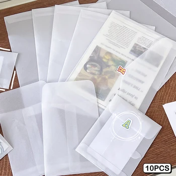 10ШТ Прозрачна Хартиени Пликове Със Сярна Киселина, За САМ Картички Чанта За Съхранение на Картички Сватбена Покана за Опаковане на Подаръци Чанта