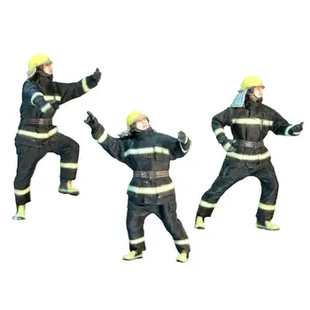 3 неща, миниатюрни фигурки пожарникари Пясък тенис на украшение за хубава фигура на сцената Реквизит за снимки Диорама Украса куклена къща