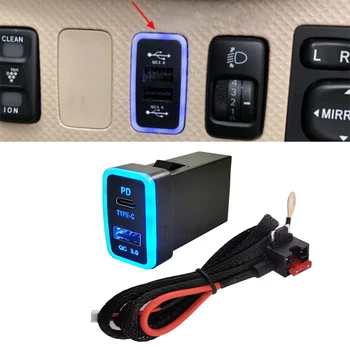 Автомобилен USB QC3.0 Конектор за интерфейс за зареждане 12 v/24 В Контакта за бързо зарядно устройство Адаптер за захранване Type C PD за Toyota Porte
