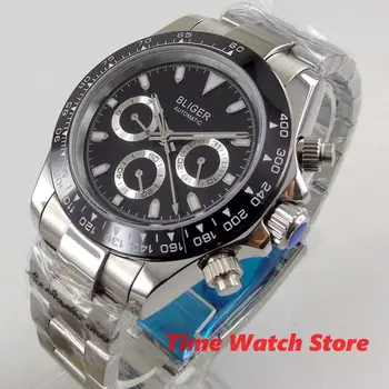 40 мм автоматичен часовник Bliger за мъже, мултифункционален дисплей, ден и дата, сапфирен кристал, светещи циферблат, черен, син, сив, бял циферблат