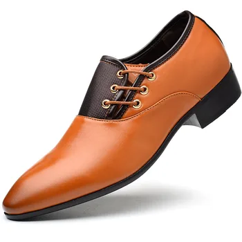 2023 Пролет-Есен Мъжки Бизнес Официалната Кожени обувки В Английски Стил, С остри Пръсти В Меката Подметка, Ежедневни обувки Голям Размер дантела