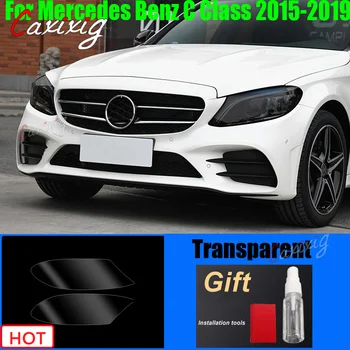 Фолио за фарове от TPU за Mercedes Benz C Class 2015-2019 За стайлинг на автомобили, Затъмнени Прозрачни защитни стикери, Аксесоари, 2 бр.