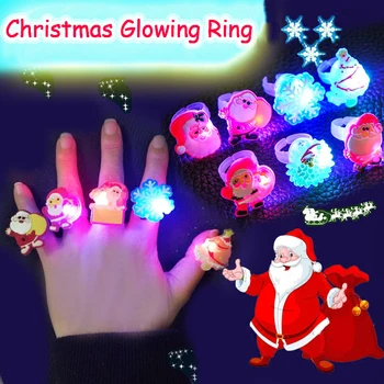 12шт Случайно Сладко led светлинен пръстен Коледна украса, Дядо Коледа, Снежинки, Снежен човек За деца Подаръци За новогодишни партита