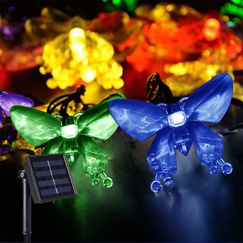 Слънчеви Струнни Светлини Външни Водоустойчива Led Светлини-Пеперуди за Верандата на Пазара Задния Двор Двор Партита Сватби Декоративни 319