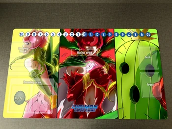 Digimon Playmat Rosemon Lillymon Togemon DTCG CCG Подложка За Игра на Карти и Зона, Свободна Чанта Подложка За Мишка Противоскользящий Тенис на Мат 60x35 см