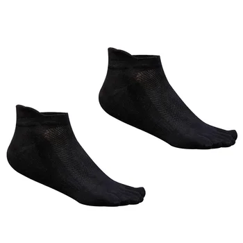 Мъжки памучни спортни чорапи за бягане с дълбоко деколте и вкара омасляване на 5 пръста (черни)
