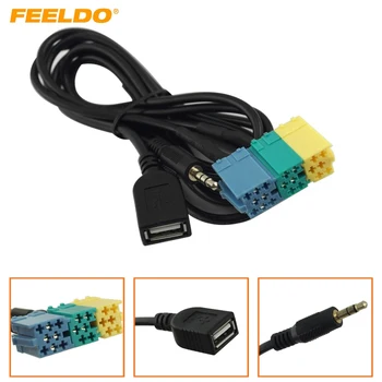FEELDO 2 in1 3,5 ММ + USB Съединители аудио кабел-адаптер Kia Aux Кабел CD-плеър в MP3 За Hyundai Kia Sportage #3072
