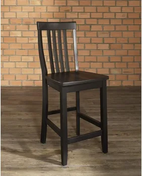 Бар стол School house (комплект от 2 стола), 24 инча, черен