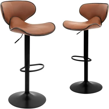 Отточна тръба на шарнирна връзка бар стол CangLong с регулируема по височина рафтове, столове за бар, кухня, трапезария, хол и бистро Pubx, комплект от 2