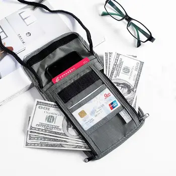 1 Бр Водоустойчив RFID Найлонова чанта за съхранение на документите за пътуване, Карта за паспорт на Шийката на портфейла, Карта за паричните документи, Чанта за паспорт