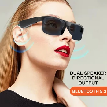 Умни очила, Слушалки, Безжична връзка, съвместима с Bluetooth, 5.3 Хендсфри, HD намаляване на шума, Водоустойчив Музикални аудио Слънчеви очила