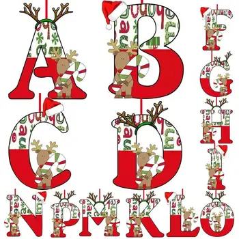Украса на Коледната елха Окачване с букви на 26 букви от Домашен празник Акрилна окачване със собствените си ръце Коледа 2024 Коледна украса за дома