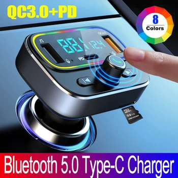 Bluetooth 5,0 FM трансмитер Хендсфри QC3.0 PD20W Автомобилен MP3 плейър Бързо Зарядно Устройство, USB Зареждане TF U Диск Музикален Плейър Комплект за Кола
