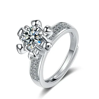 Годежен пръстен с диамант 5 Карата, женски Пръстен от бяло злато 14 карата, сребро 925 проба, сватбени пръстени с муассанитом, Годежен пръстен