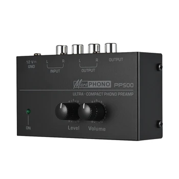 Ультракомпактный фоно-предусилвател PP500 С баланс на ниските и високи честоти, възможност за регулиране на силата на звука, Превръщането на масата на предварителен усилвател, предусилителем US Plug
