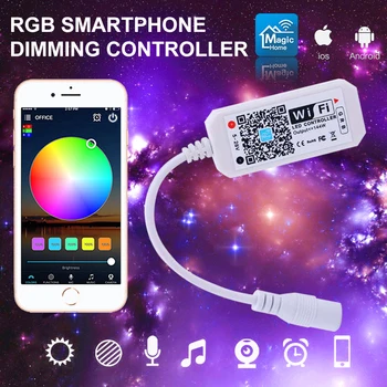 16 милиона цвята, Wifi, RGB / RGBW LED контролер, за управление смартфон музика и режим на таймер, домашен мини-wifi led rgb контролер