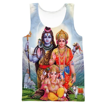 HX Индийски Будизъм Тениски Шива, Ганеша, Жилетки С 3D Принтом Harajuku Върховете на Мъжки Ризи Без Ръкави Спортно Облекло за Мъже