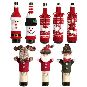 Коледна капачка за бутилка вино за коледа тематични подаръци Партита Коледен пуловер Вязаный Дядо Коледа Капак за бутилки с шампанско