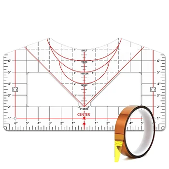 Състав за изравняване на винил, линийка за изравняване на дизайна на тениски център, инструмент за измерване на размера на тениски с термолентой