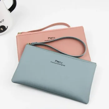 Нова корейска версия на дамски чанти с дълъг цип, многофункционална чанта за мобилен телефон, обикновен портфейл