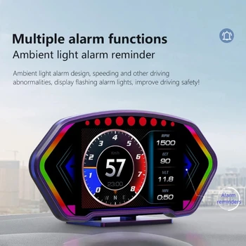 Дигитален дисплей HUD, универсално напомняне за тревожност, Скоростомер, Електронни часовници, часовник с аларма за температурата на водата, маслото в колата си