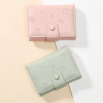Нов мини чантата Trifold за момичета с обикновена печатна катарама, многофункционални портмонета за монети, държач за карти, портмоне за малките неща за жените