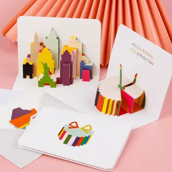 3D картичка честит рожден Ден, изскачащи картички, декоративни стикери, Поздравителни картички