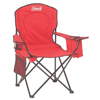 Колман Cooler Quad Chair - Червено туристически стол, складное стол за градинска мебел | САЩ | са НОВОСТ