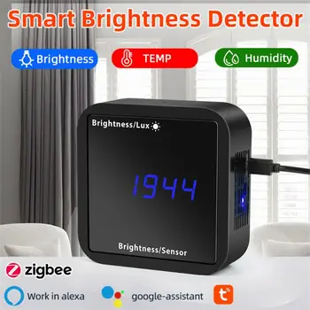 Sasha WIFI/ZigBee Сензор за яркост с определението на температура и влажност, датчик за светлина, Llluminance Sensor Алекса Google Home