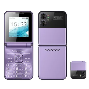 Калъф за четири SIM-карти Сгъваем мобилен телефон с панти капак 2,6 инча Quad Sim карта MP3 Magic Voice Фенерче Бързо набиране Сгъваем мобилен телефон