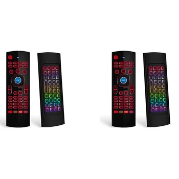 2X Air Mouse за Android TV Box, мини безжична клавиатура Air Remote Mouse Control с RGB подсветка MX3 Pro IR Обучение