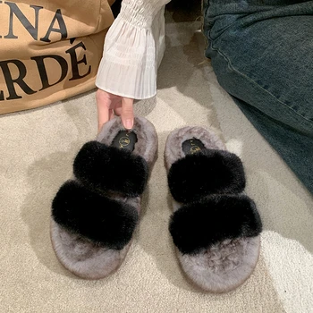 Дамски обувки 2023, Топла разпродажба на зимни женски тапочек с отворени пръсти на равна подметка с ежедневни чехли, дамски удобна начална памучен обувки