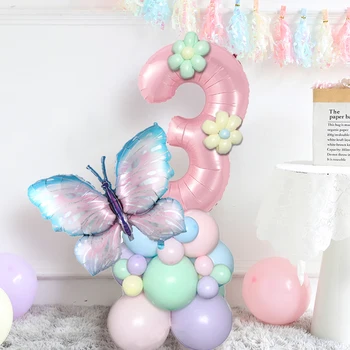 1 комплект балони Macaron Цвят от 40 инча, цветни Пеперуди, с преливащи се цветове балони от фолио, Детски Душ, украса за парти честит Рожден Ден