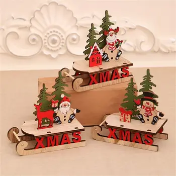 Дървена Поделочный украшение на Дядо Коледа, Снежен човек Коледни украси Коледна Украса за монтаж със собствените си ръце Коледа на Шейна