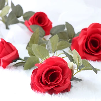 Сватбен декор от изкуствени червени рози и лозя, бръшлян дължина 2 метра, коприна гирлянда от листа от естествени цветя за дома, венец подвесная