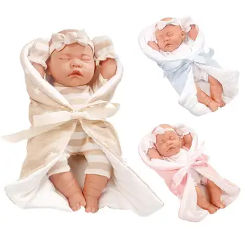 Възстановената спящата кукла, истинска кукла, сладка спящата новородено бебе кукла, кукла-Реборн, Ръчно рисувани, новородено релаксираща кукла с дневен и спален кът чанта