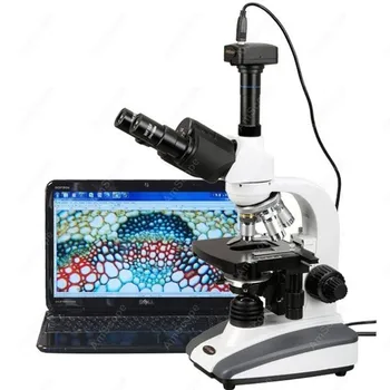 Микроскоп за биологични съединения-AmScope Доставя led микроскоп за биологични съединения 40X-2000X + 1,3-мегапикселова цифрова камера