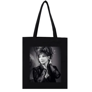Милен-Фармър Плакат Холщовая чанта-тоут Художествени снимки френски певици Дамски чанти Пазарски Чанти за жени Totebag Bag Чанта Забавно