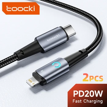 Toocki2 Pack UBS Кабел Lightning PD20W За Бързо Зареждане Зарядно Устройство Type C Кабел С Led Индикатор За iPhone 14 13 12 Pro Max X XR кабел