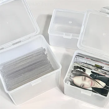 Кутия за съхранение на Фотокарточек Прозрачни Етикети Korea Idol Държач за карти Настолен Органайзер за съхранение на Классификационная скоростна Канцеларски материали