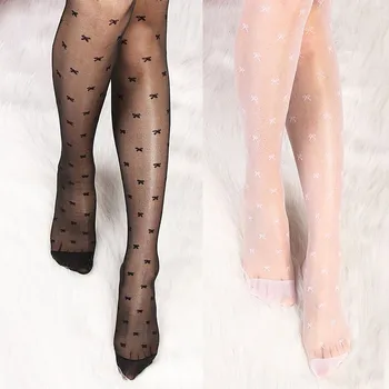Дамски секси реколта фалшиви чорапи, тънки мрежести чорапогащници с лък, черно-бели универсални чорапи, чорапогащи Collants Femme